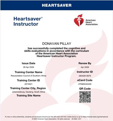 AHA Heartsaver certificate