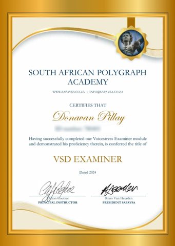 SA Polygraph Academy certificate